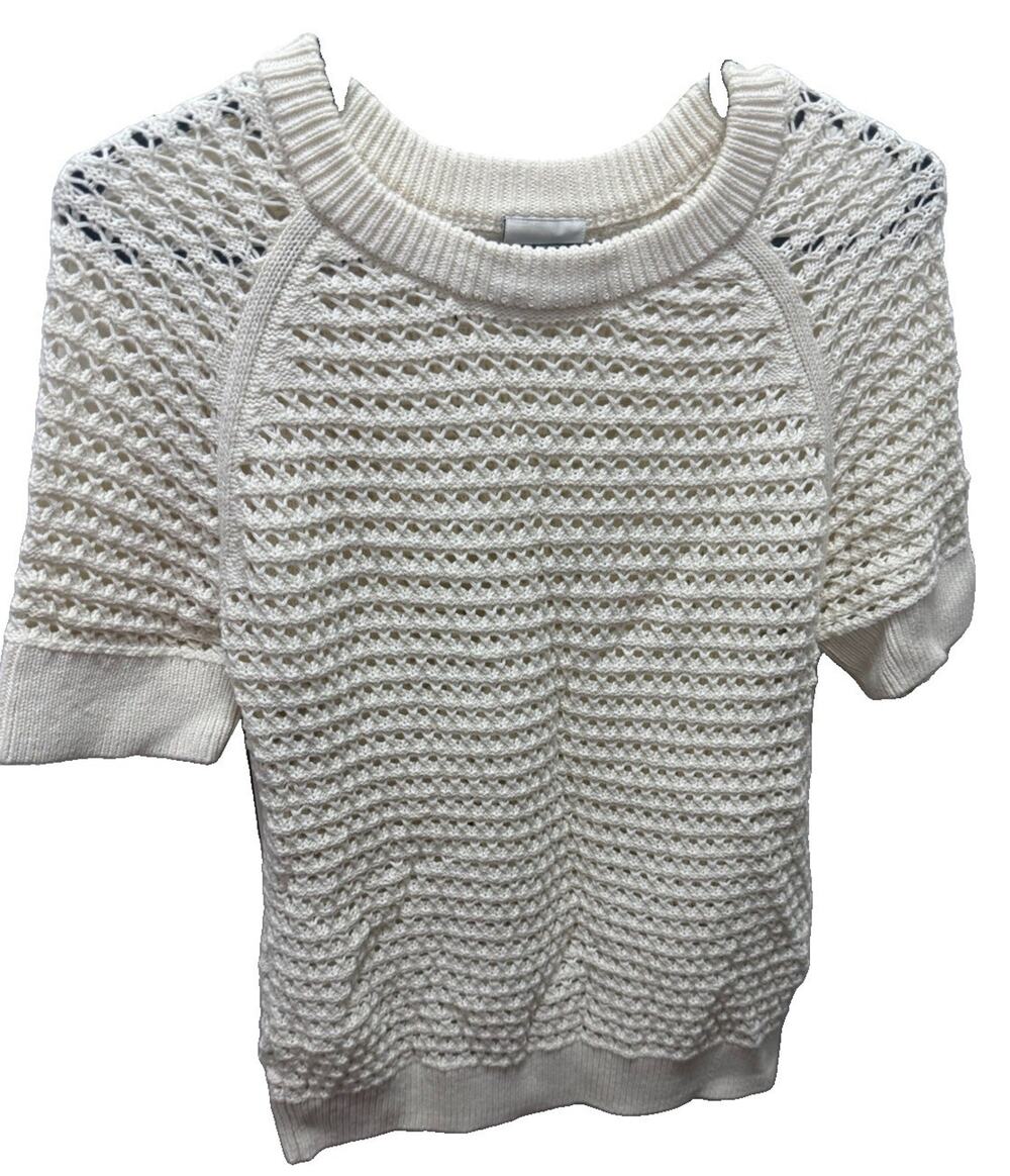 VARLEY Women’s Ivory Knit Short Sleeve Pullover Sweater Size Medium